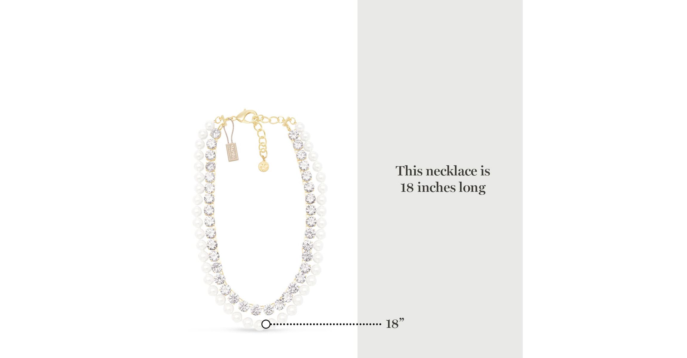 Pearl and Crystal Necklace In Gold, 18 Inches For Women