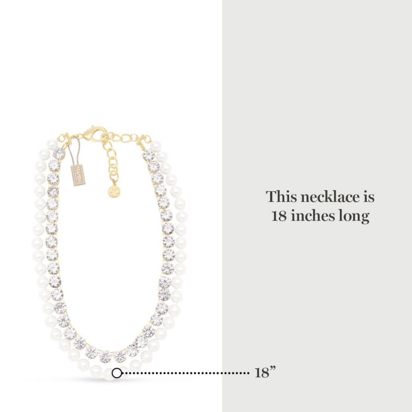 Pearl and Crystal Necklace In Gold, 18 Inches For Women