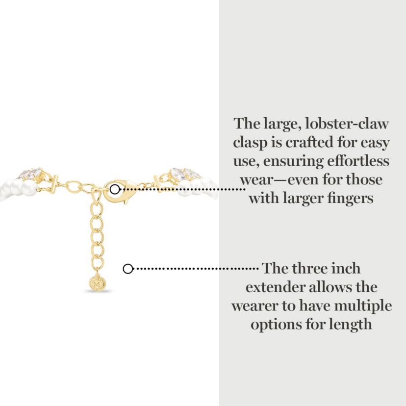 Pearl and Crystal Necklace In Gold, 18 Inches For Women