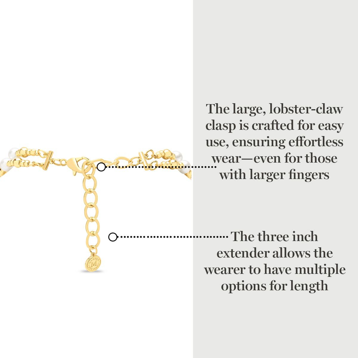 Two Strand Pearl and Gold Ball Necklace, 20 Inches For Women