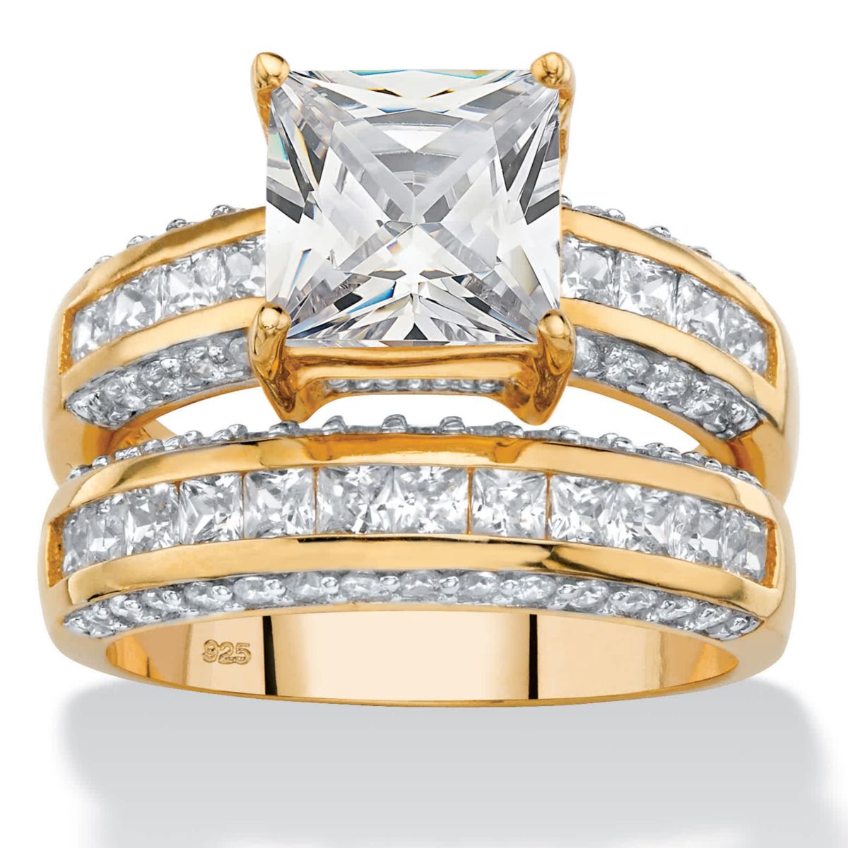 Seta Jewelry 3.31 TCW CZ 14k Gold-plated Sterling Silver 2-Piece ...