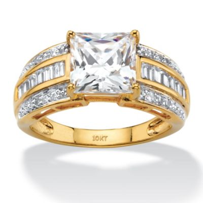 Seta Jewelry 2.94 TCW Princess-Cut & Baguette Cubic Zirconia 10k Yellow ...