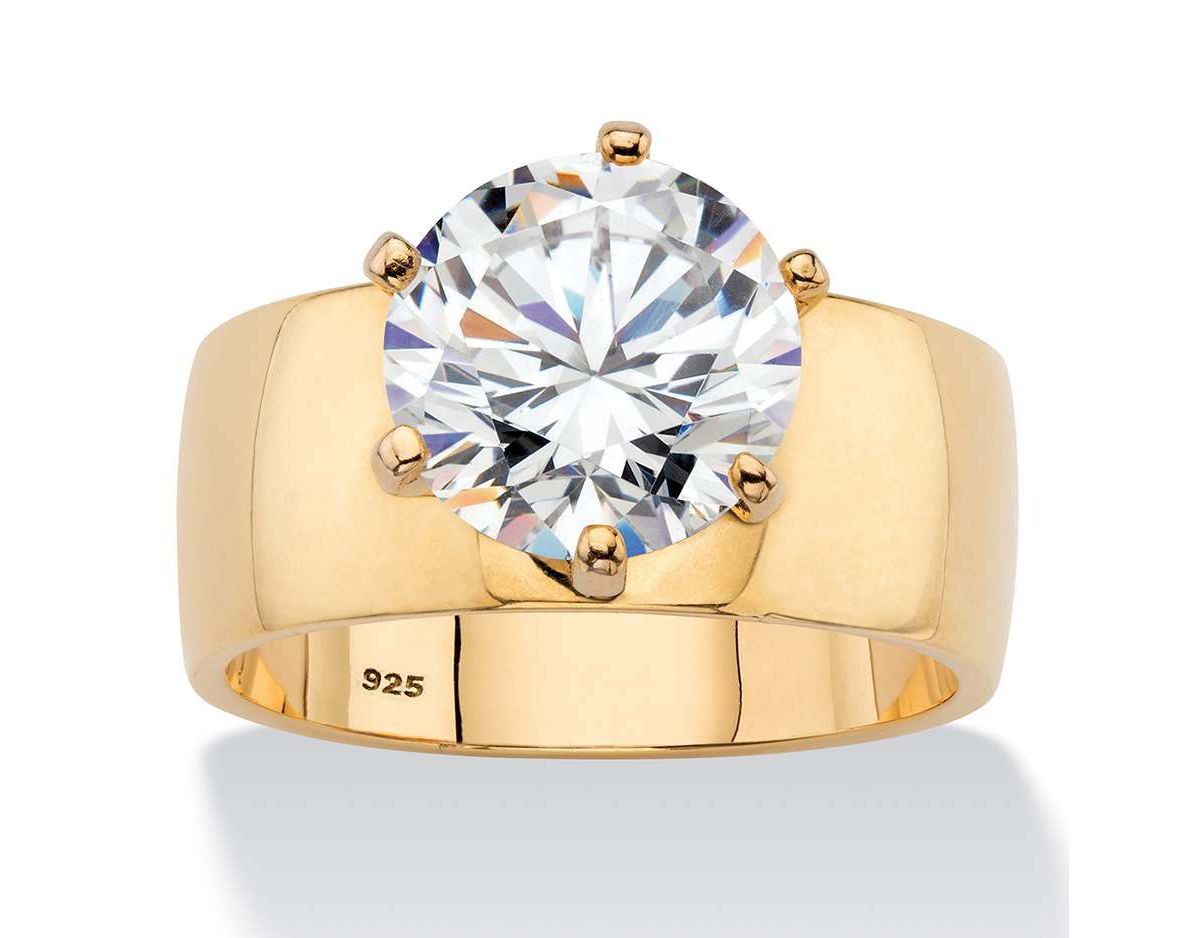 Seta Jewelry 4.0 Cttw. Gold-Plated Sterling Silver Cubic Zirconia ...