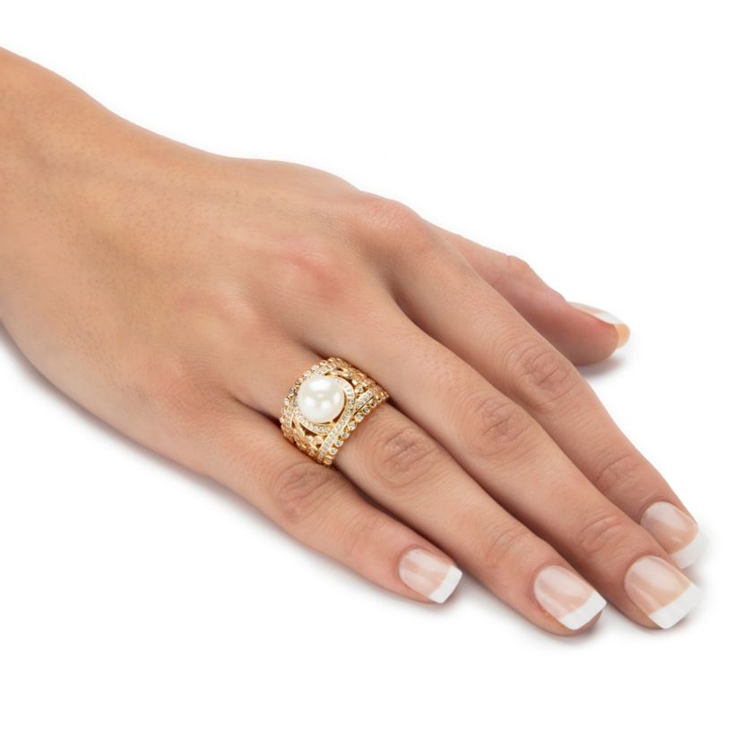 Seta Jewelry .65 Cttw. 14k Gold-plated Sterling Silver Simulated Pearl ...
