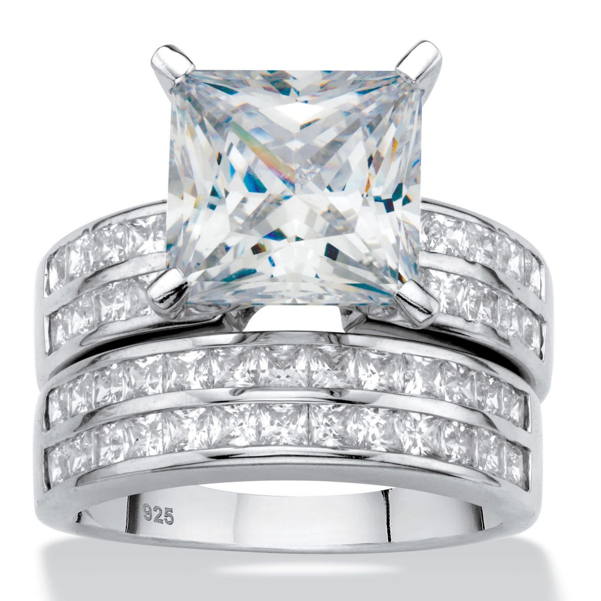 Seta Jewelry 5.15 Cttw. Princess-Cut Platinum-plated Silver Cubic ...