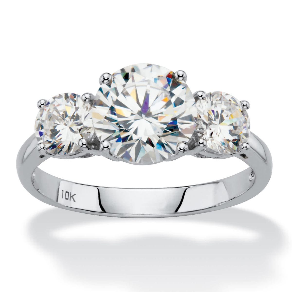 Seta Jewelry 3 TCW Cubic Zirconia 10k White Gold 3-Stone Bridal ...