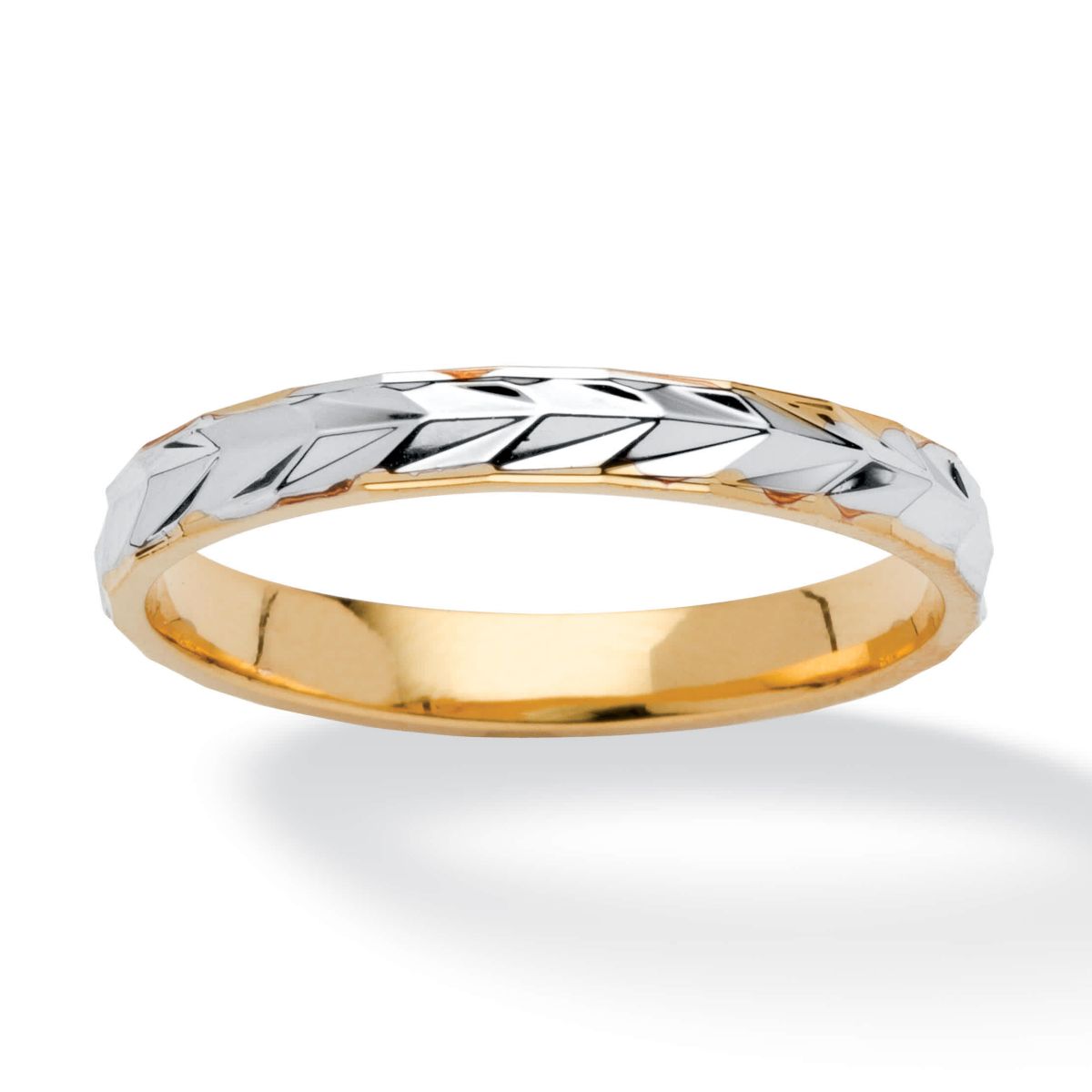 Seta Jewelry Textured Wedding Ring Band in Two-Tone Gold-Plated | Belk