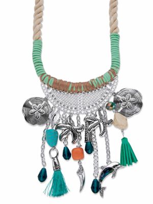 Seta Jewelry Blue Crystal Goldtone Vintage-Inspired Necklace and Earring Set