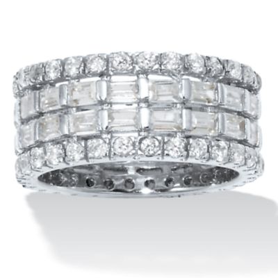 Seta Jewelry 7.02 TCW 4-Layer Baguette Cubic Zirconia Sterling Silver Eternity Band