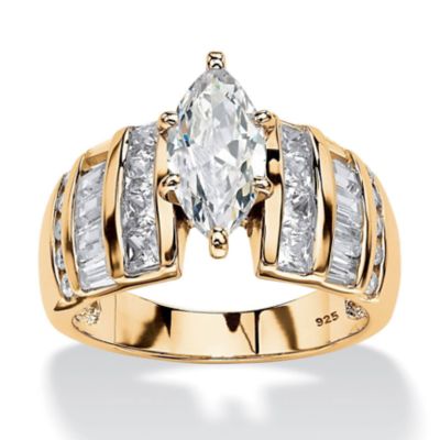 Seta Jewelry 3.87 TCW Marquise Cut Cubic Zirconia Ring in 14k Gold-plated Sterling Silver, White