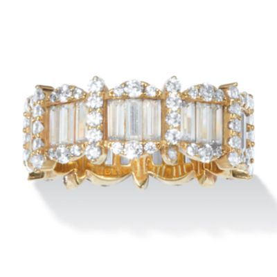 Seta Jewelry 3.53 TCW Baguette Cubic Zirconia 18k Gold-Plated Eternity Ring, White, 7