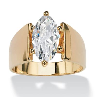 Seta Jewelry 2.48 TCW Marquise Cut Cubic Zirconia Solitaire Ring in Gold-Plated, White, 6