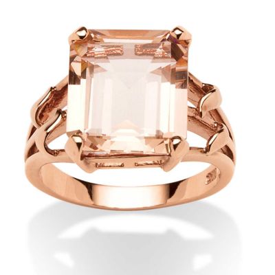 Seta Jewelry 7.25 Cttw. Emerald-Cut Simulated Morganite Ring in Rose Gold-Plated Silver, Pink, 10