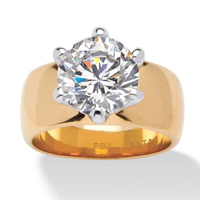 Seta Jewelry 4 TCW Round Cubic Zirconia Solitaire Engagement Anniversary Ring in 18k Gold-Plated, White, 7