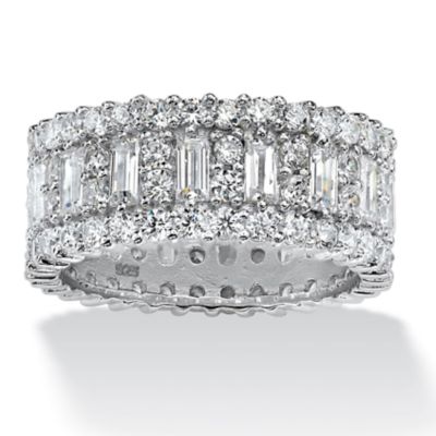 Seta Jewelry 4.80 TCW Baguette Cubic Zirconia Eternity Band in Platinum-plated Sterling Silver