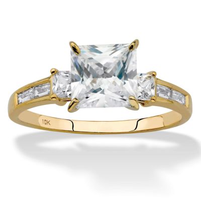 Seta Jewelry 2.18 Cttw. Solid 10k Gold Princess-Cut Cubic Zirconia Engagement Ring, White
