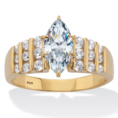 Seta Jewelry 2.85 Cttw Marquise Cut Cubic Zirconia Ring 14K Gold Plated Sterling Silver