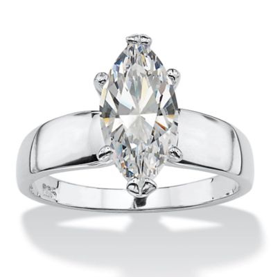 Seta Jewelry 2.11 Cttw. Marquise Cut Cubic Zirconia Sterling Silver Solitaire Ring, White, 9