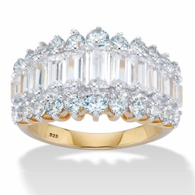 Seta Jewelry Emerald-Cut Cubic Zirconia Engagement Anniversary Ring 4.38 TCW in 18k Gold-plated Sterling Silver, White