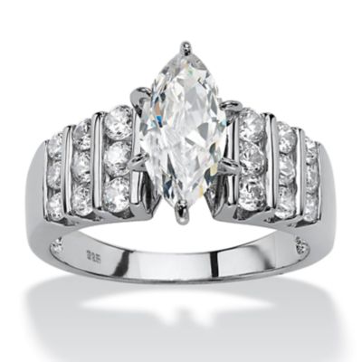 Seta Jewelry 2.85 Cttw Marquise Cut Cubic Zirconia Ring Platinum Plated Sterling Silver