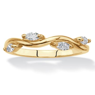 Seta Jewelry .40 Cttw. 18k Gold-Plated Marquise Cut Cubic Zirconia Vine Ring, White