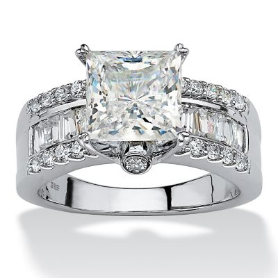 Seta Jewelry 3.43 TCW Princess-Cut Cubic Zirconia Platinum-plated Sterling Silver Engagement Anniversary Ring