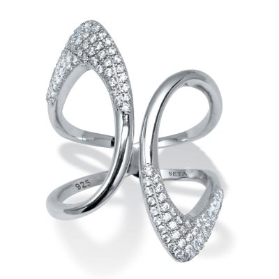Seta Jewelry 0.46 TCW Round CZ Sterling Silver Open Loop Ring, White