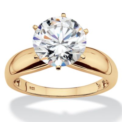 Seta Jewelry Round Cubic Zirconia Silver Solitaire Engagement Ring 3.50 TCW in 18k Gold-plated Sterling Silver, White
