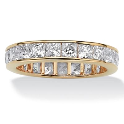 Seta Jewelry 5.29 TCW Princess-Cut Cubic Zirconia Eternity Channel Ring in 18k Gold-plated Sterling Silver, White