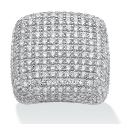 Seta Jewelry 6.76 TCW Round Cubic Zirconia Pave Sterling Silver Dome Ring, White