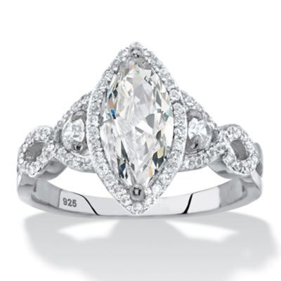 Seta Jewelry 2.48 Cttw Marquise Cut Sterling Silver Cubic Zirconia Halo Engagement Ring