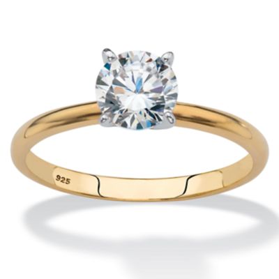 Seta Jewelry Round Cubic Zirconia Solitaire Engagement Ring 1.08 TCW in 18k Yellow Gold-plated Sterling Silver, White, 5