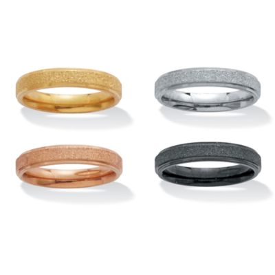 Seta Jewelry Set of 4 Gold Ion-Plated Stainless Steel Bands, Yellow, 7