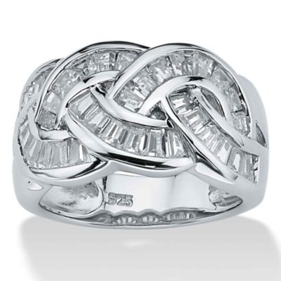 Seta Jewelry 1.80 TCW Baguette Cut Cubic Zirconia Channel-Set Ring in Platinum-plated Sterling Silver