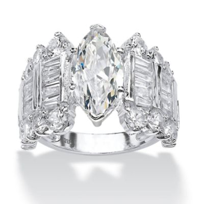 Seta Jewelry 6.55 TCW Marquise Cut Cubic Zirconia Ring in Sterling Silver, White
