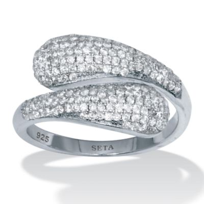 Seta Jewelry 0.48 TCW Round Cubic Zirconia Sterling Silver Open Wrap Ring, White, 7