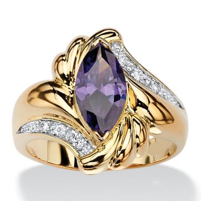 Seta Jewelry 2.05 TCW Marquise Cut Simulated Purple Amethyst Cocktail Ring Gold-Plated