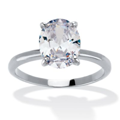 Seta Jewelry Oval Cut Cubic Zirconia Solitaire Engagement Ring 2.54 TCW Silvertone, White, 7