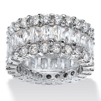 Seta Jewelry 12.42 TCW Baguette-Cut Cubic Zirconia Eternity Ring in Platinum-Plated