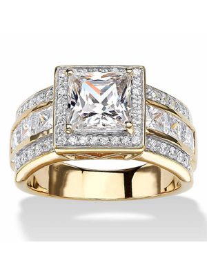 Seta Jewelry 2.92 TCW Princess-Cut CZ Halo Engagement Ring in 18k Gold-plated, White