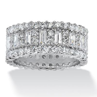 Seta Jewelry 4.80 TCW Baguette Cubic Zirconia Eternity Band in Platinum-Plated, White, 10