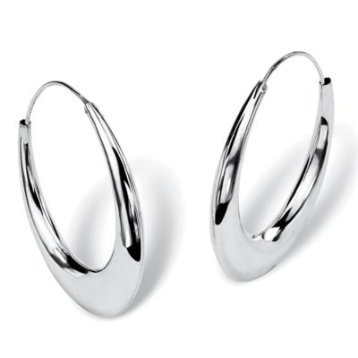 Seta Jewelry Polished Puff Hoop Earrings in Sterling Silver