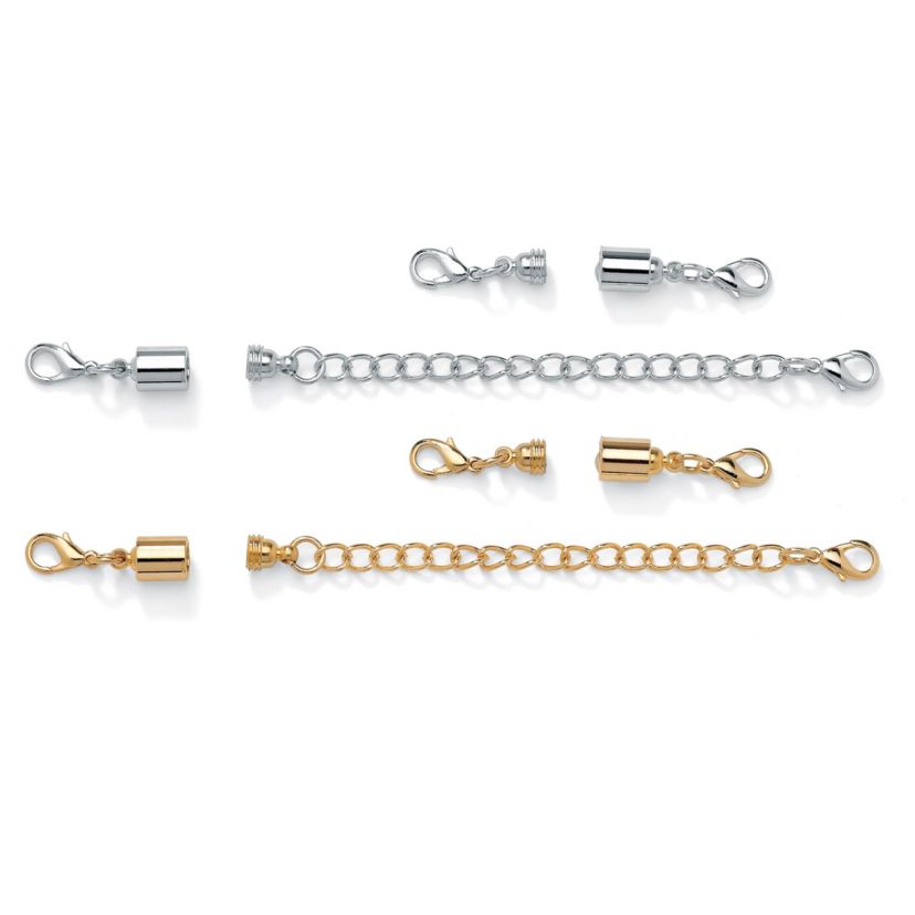 Magnetic Clasp and Chain Extender Two-Pair Set in Yellow Goldtone and Silvertone