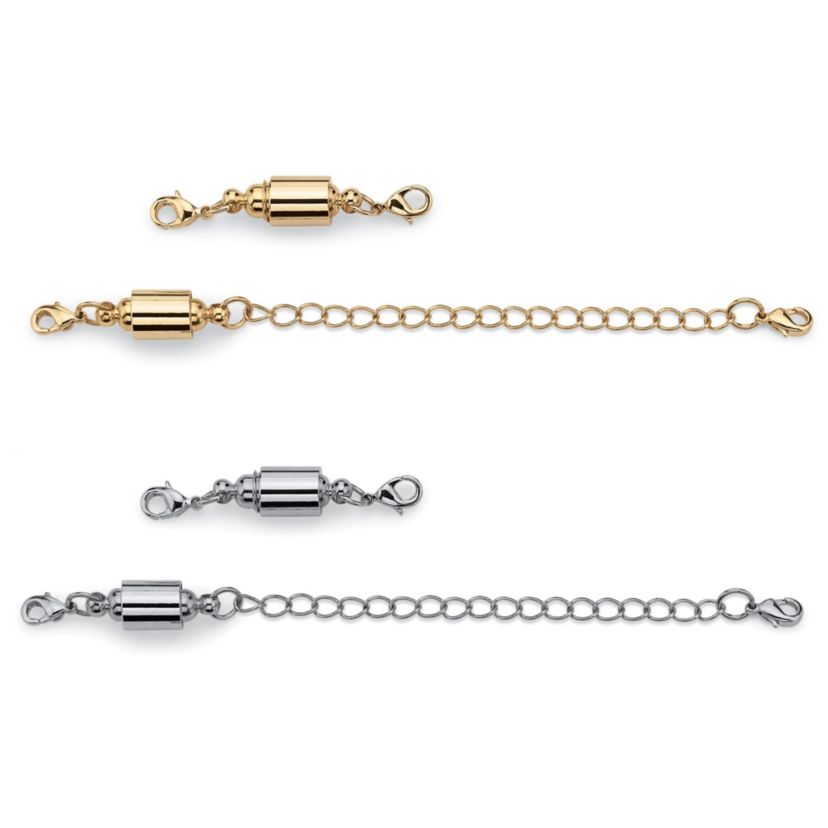 Magnetic Clasp and Chain Extender Two-Pair Set in Yellow Goldtone and Silvertone