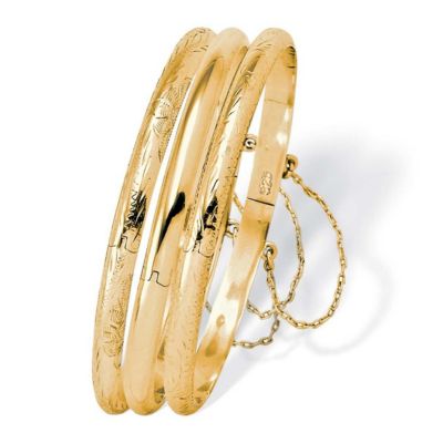 Seta Jewelry Three-Piece Set of Bangle Bracelets in Gold-Plated Sterling Silver