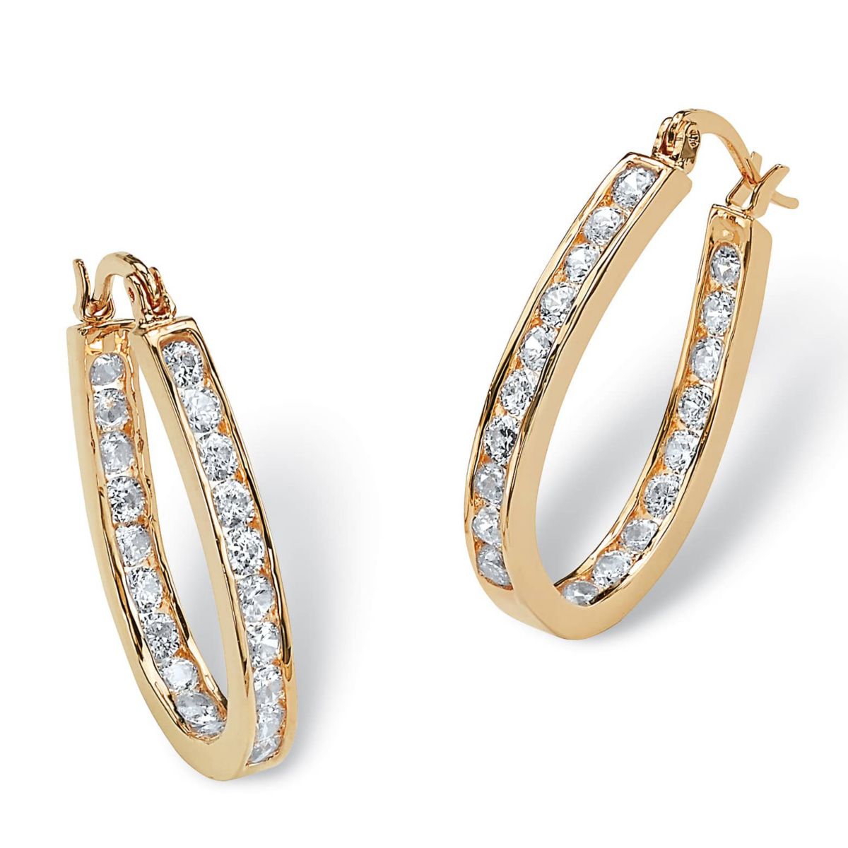 2.52 TCW Round Cubic Zirconia Inside-Out Hoop Earrings in Yellow Goldtone