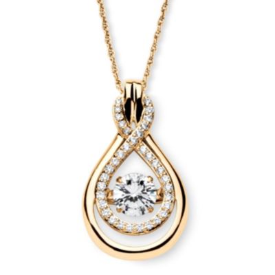 Seta Jewelry 1.25 TCW "Cubic Zirconia in Motion" Drop Necklace 14k Gold-plated Sterling Silver