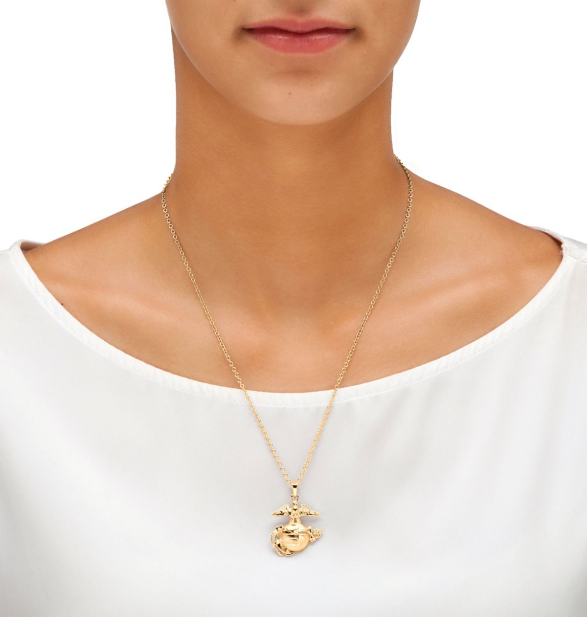 Marine Corps Pendant Necklace Gold-Plated 20"