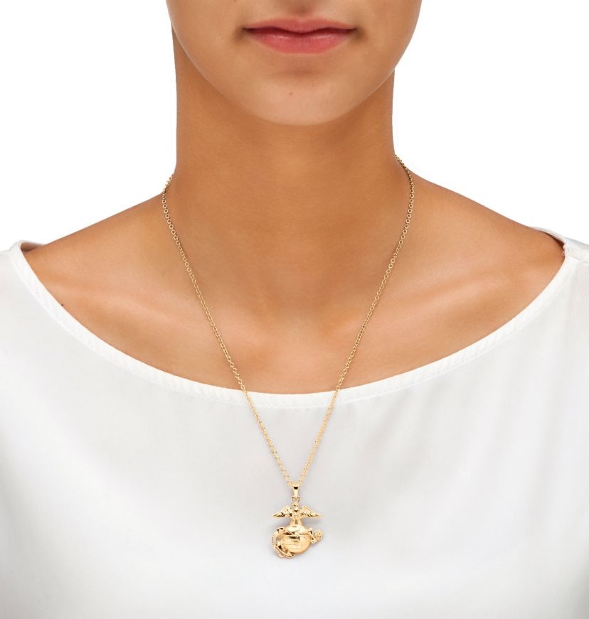 Marine Corps Pendant Necklace Gold-Plated 20"