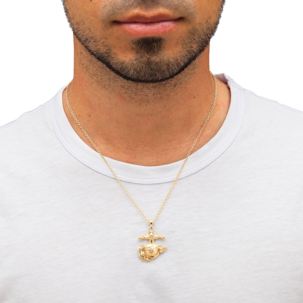 Marine Corps Pendant Necklace Gold-Plated 20"